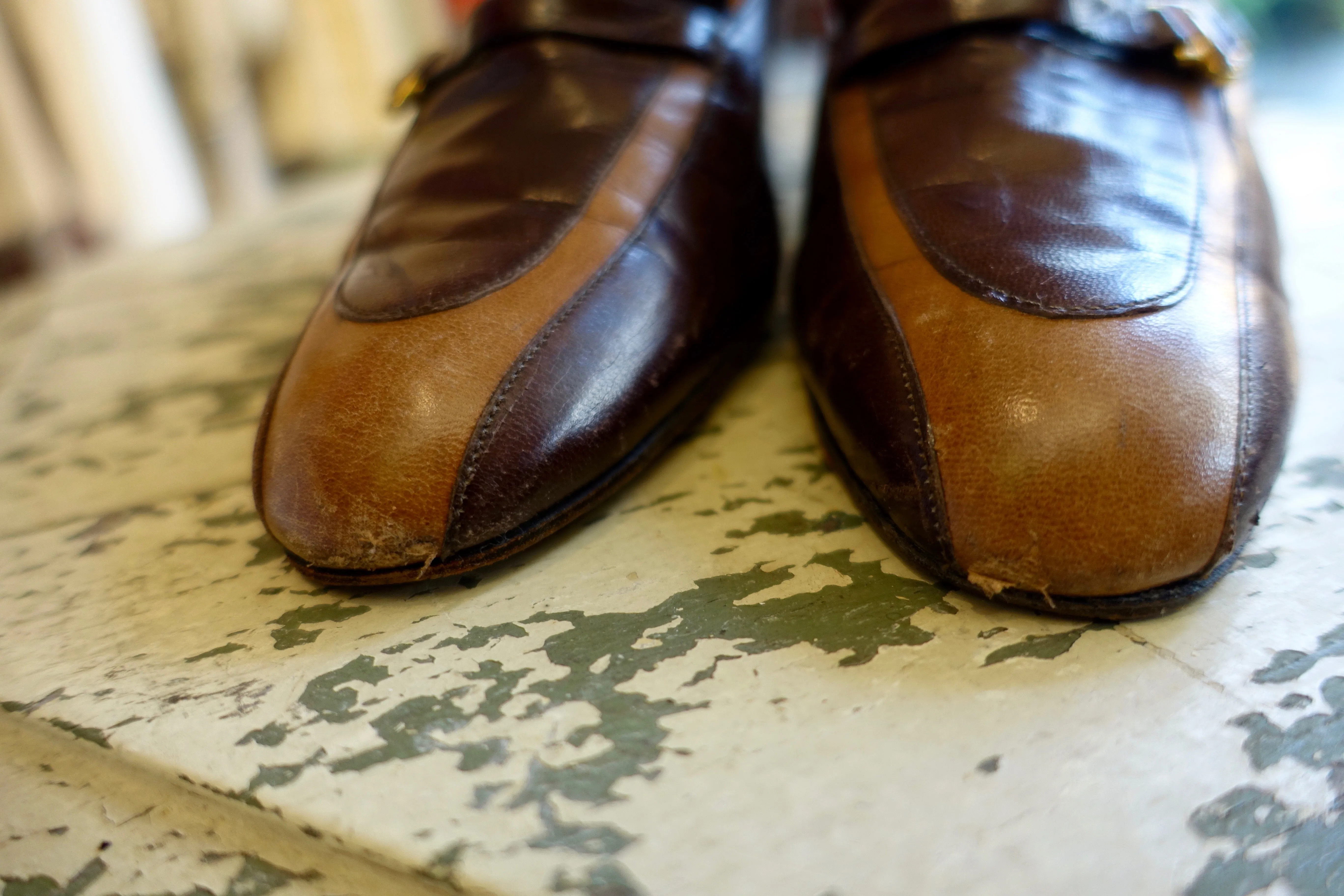 1960-70's Brown Leather Loafer Heels