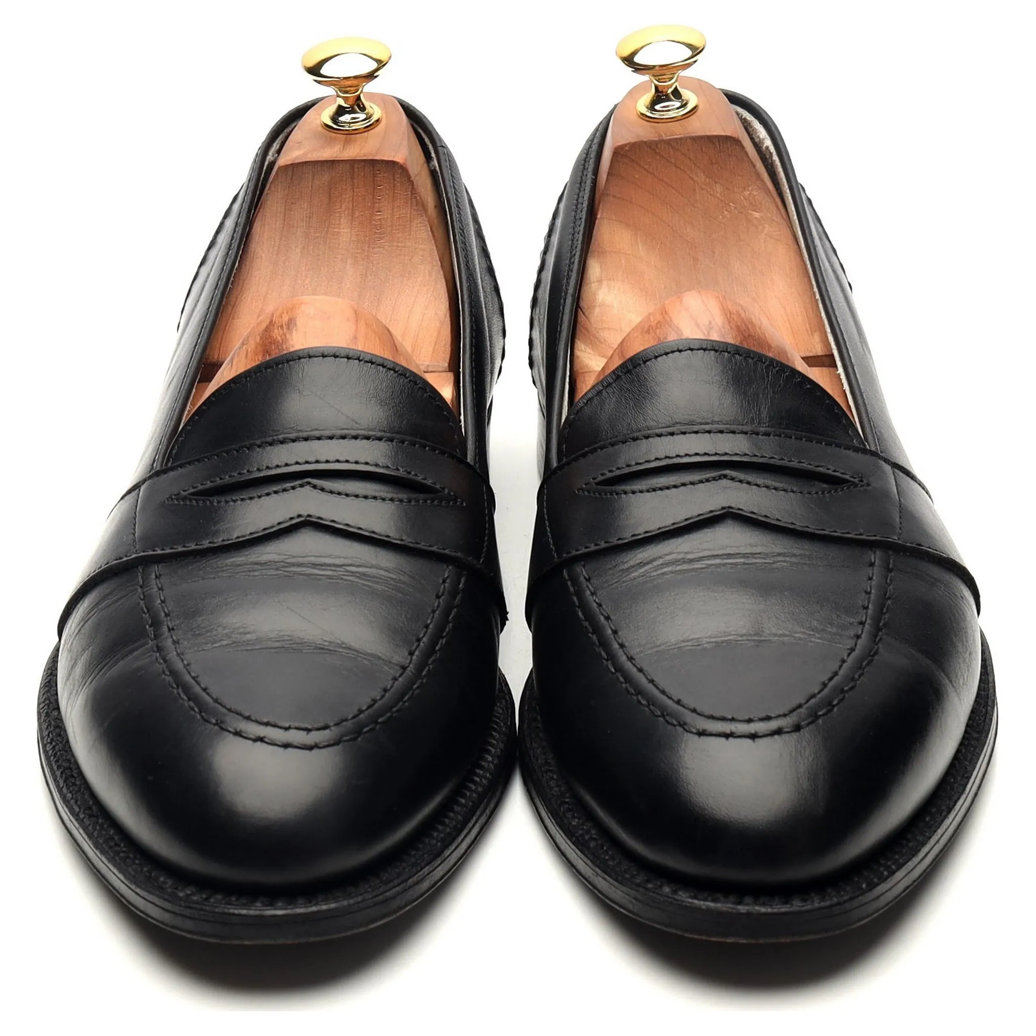 '681' Black Leather Full Strap Loafers UK 9.5 US 10