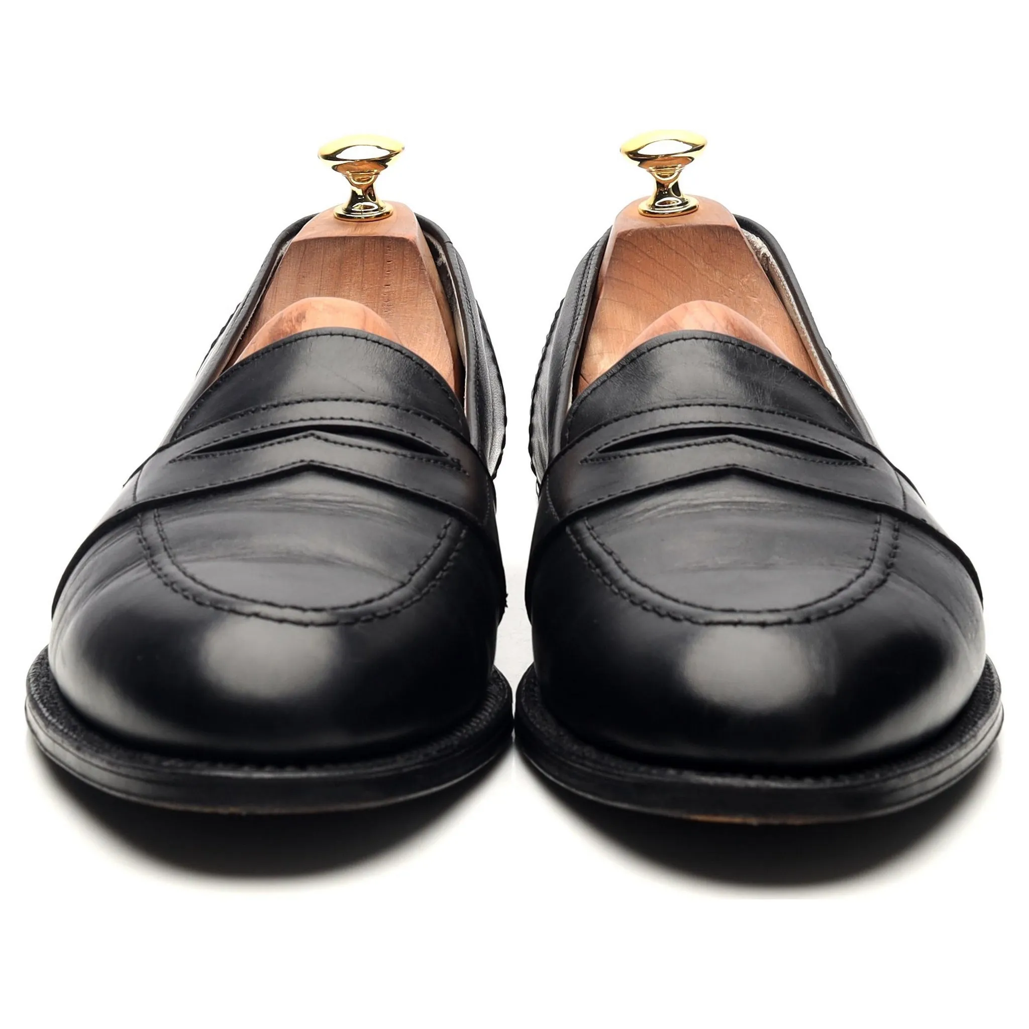 '681' Black Leather Full Strap Loafers UK 9.5 US 10