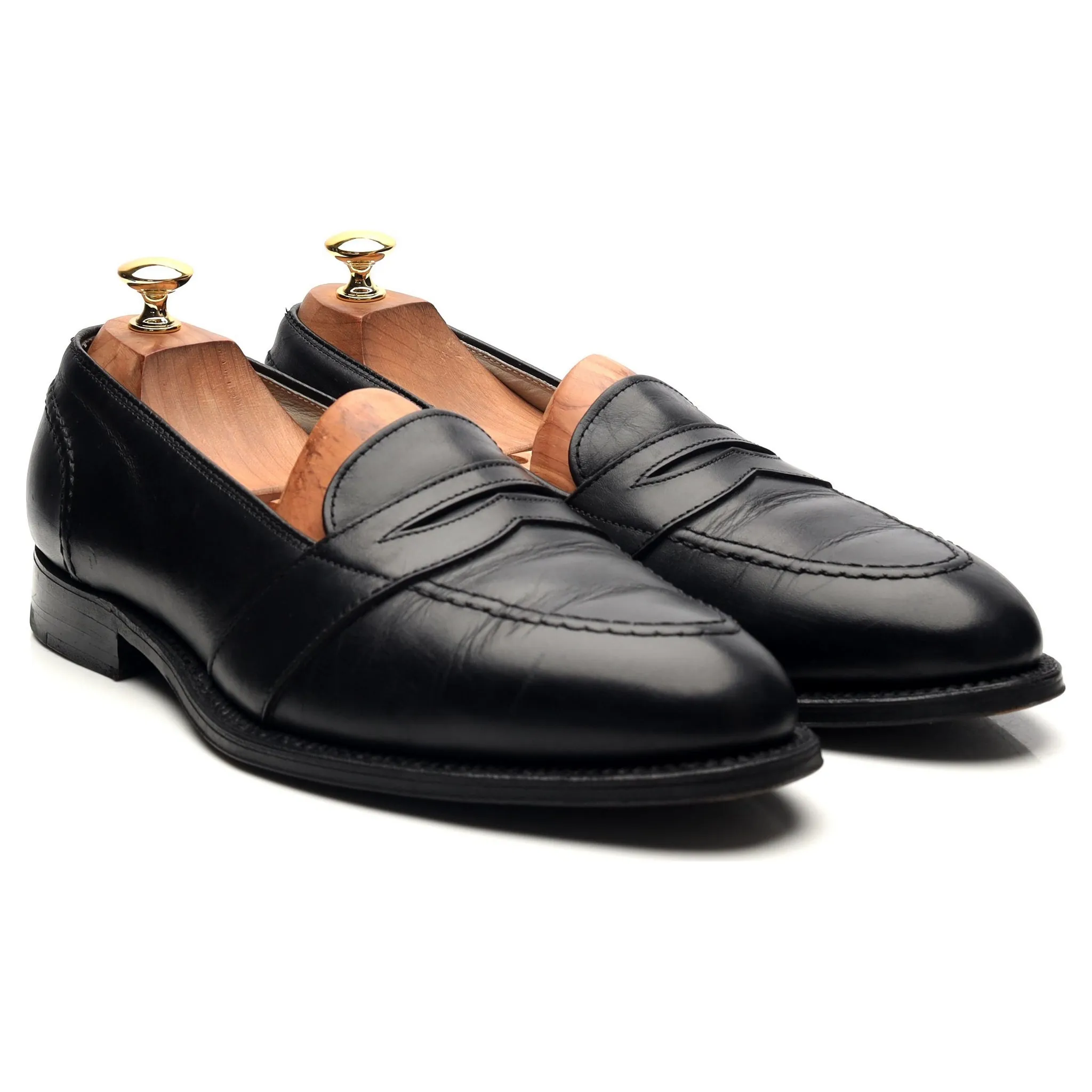 '681' Black Leather Full Strap Loafers UK 9.5 US 10