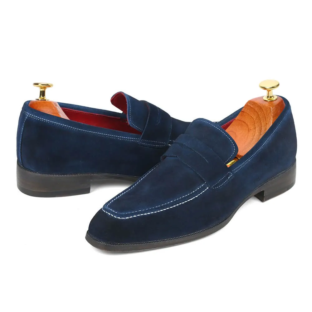 6CM / 2.36 Inches CMR CHAMARIPA Men’s Navy Suede Height-Boosting Penny Loafers