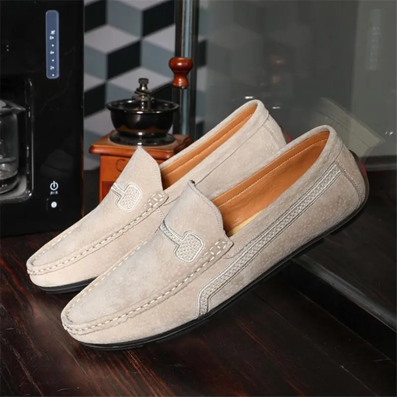 Advbridge Fashion Men Shoes Genuine Leather Men Loafers Male Casual Shoes Soft Moccasins Slip On Men's Driving Shoes Non-slip Man Flats