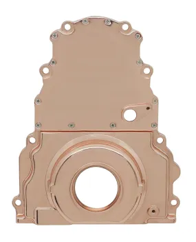 ALUMINUM CHEVY LS TWO PIECE TIMING CHAIN COVER W CAM SENSOR HOLE - COPPER