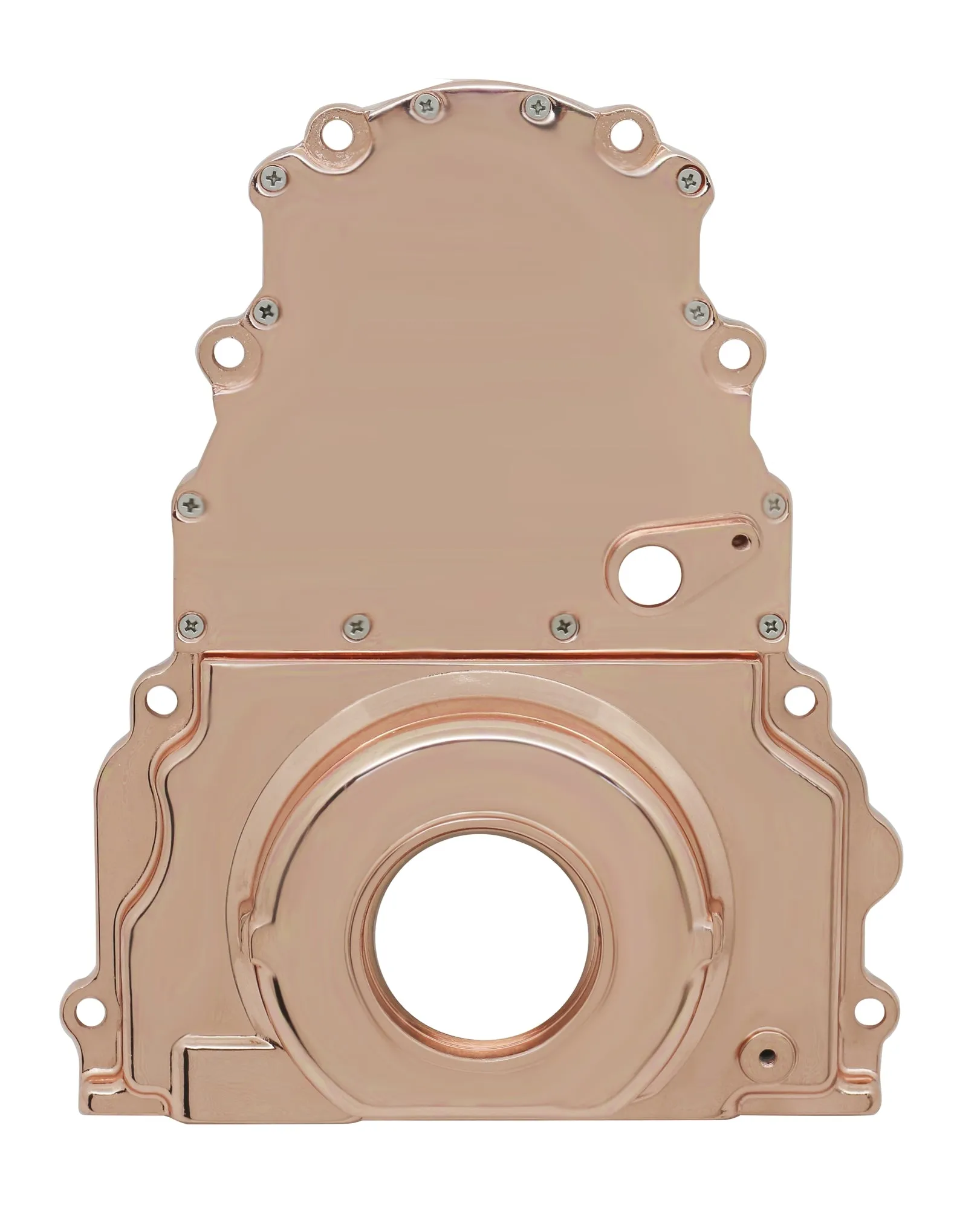 ALUMINUM CHEVY LS TWO PIECE TIMING CHAIN COVER W CAM SENSOR HOLE - COPPER