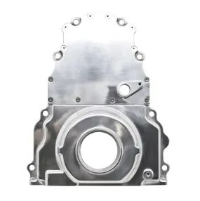 ALUMINUM CHEVY LS TWO PIECE TIMING CHAIN COVER W CAM SENSOR HOLE - POLISHED