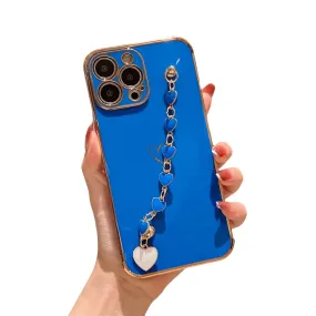 Anymob iPhone Blue Love Heart Bracelet Chain Phone Case Max Soft Silicone Cover