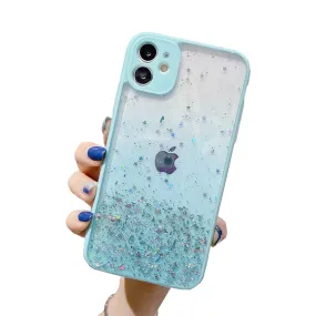 Anymob iPhone Blue Shiny Case Glitter Camera Protect Clear Silicone Cover