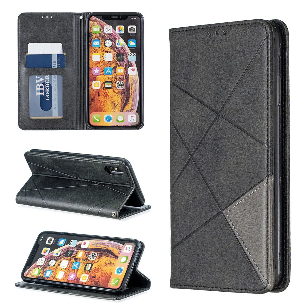 Anymob iPhone Case Black Flip Wallet Luxury Vintage Business Leather Magnetic Phone Bag