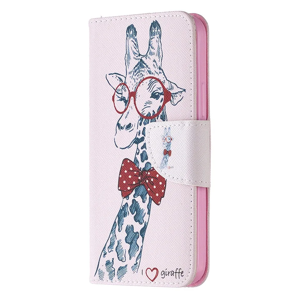 Anymob iPhone Case Blue with Cherry Blossom Flip Cover Fashion Painted Wallet Leather Bag Shell