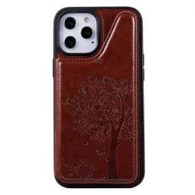 Anymob iPhone Case Brown 3D Tree Cat Leather Flip Wallet Cover