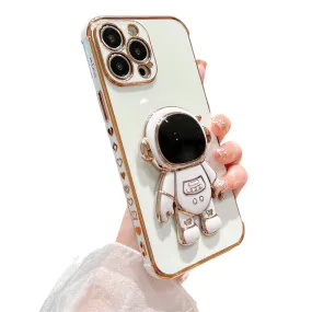 Anymob iPhone Case Glossy White Astronaut Folding Stand Mini Soft Phone Back Cover