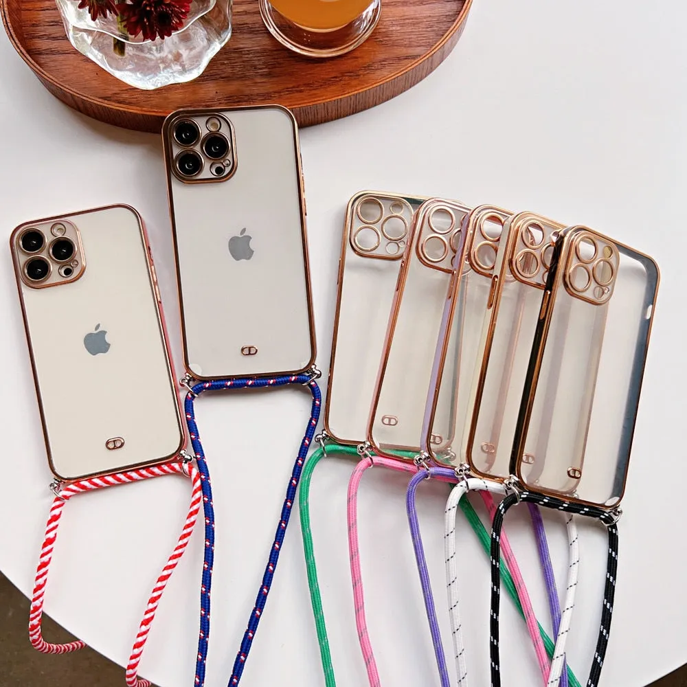 Anymob iPhone Case Green Necklace Strap Lanyard Cord Transparent Soft Cover