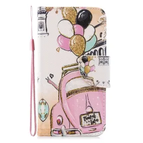 Anymob iPhone Case Pink And Brown Unicorn Painted Leather Magnetic Flip Wallet Cover Shell