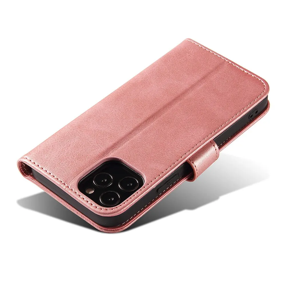 Anymob iPhone Case Red Magnetic Flip Solid Color Wallet Phone Protection Cover