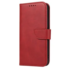 Anymob iPhone Case Red Magnetic Flip Solid Color Wallet Phone Protection Cover