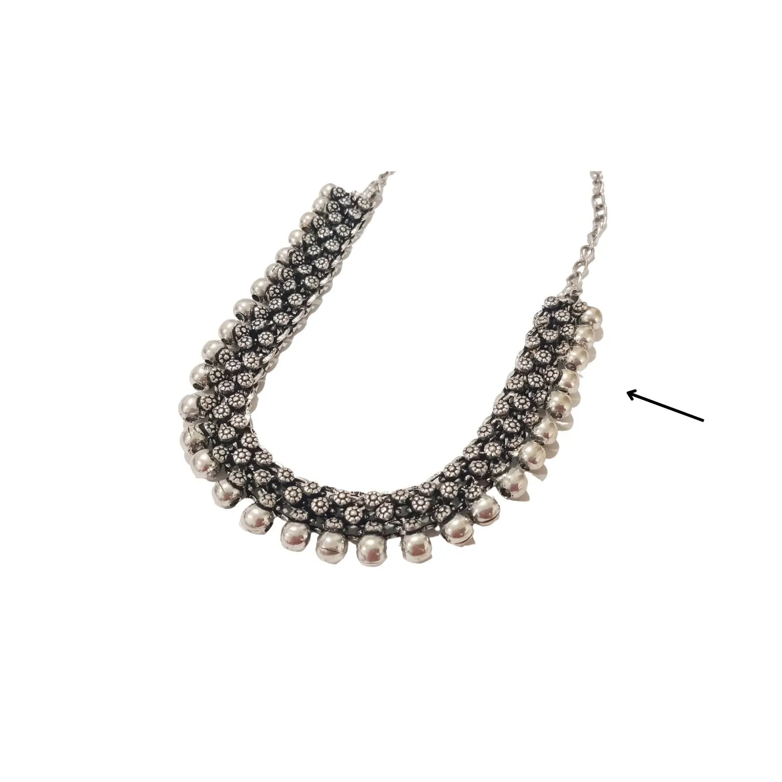 Arya Silver Oxidized Necklace-Scratch and Dent