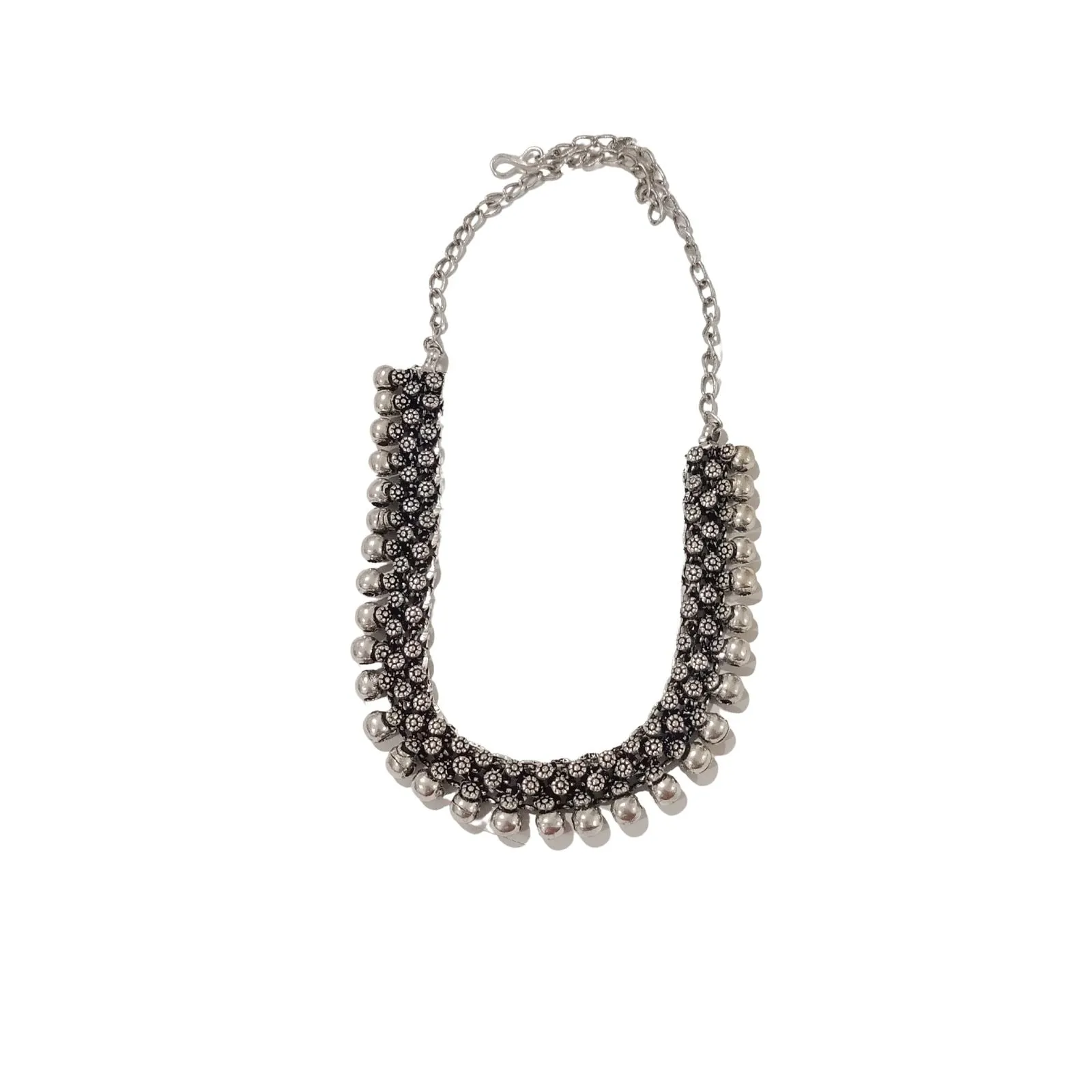 Arya Silver Oxidized Necklace-Scratch and Dent