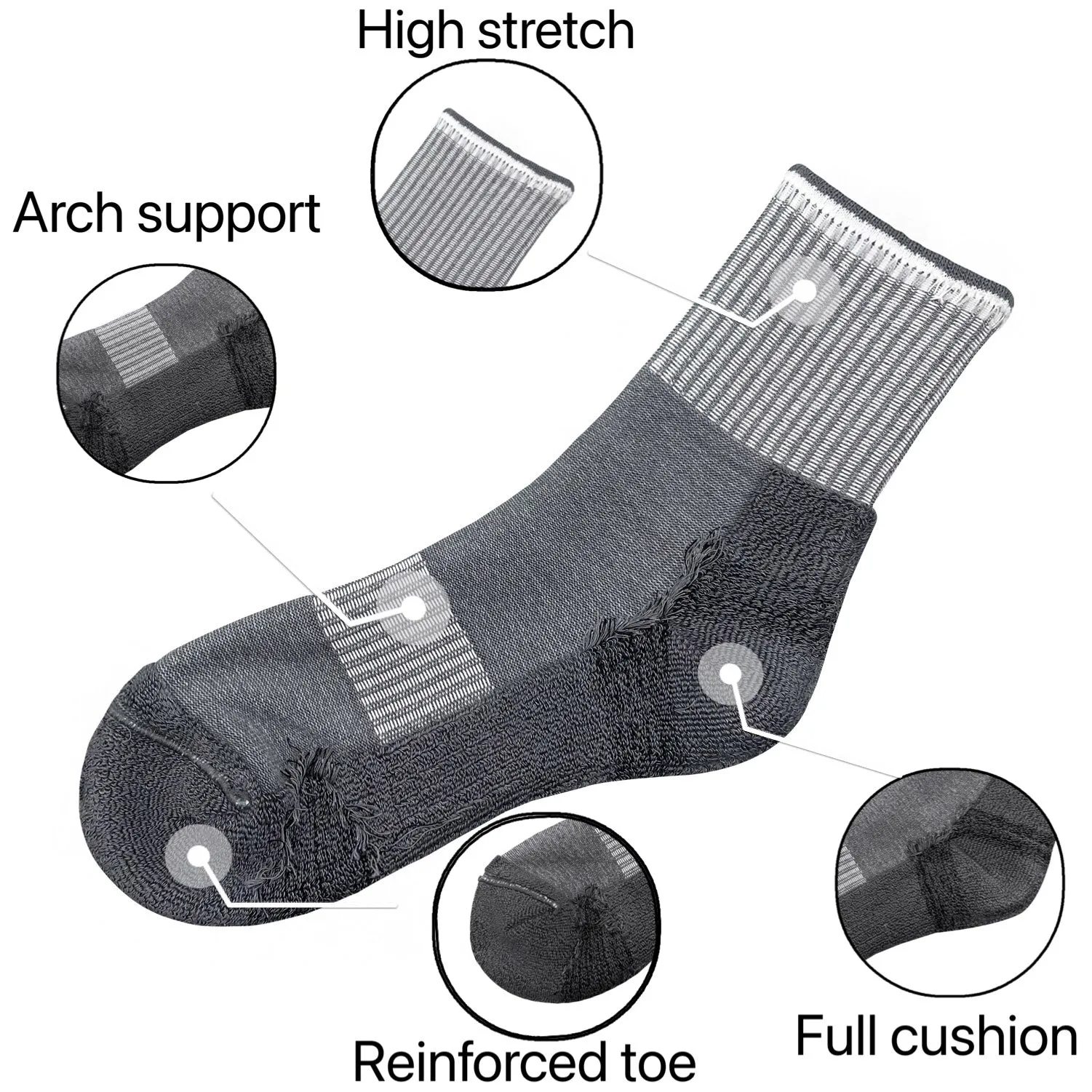 Bamboo Men Cushion Ankle Socks Moisture Wicking Quarter Work Running Socks Padded Odor Resistant Athletic Sock 5 Pairs