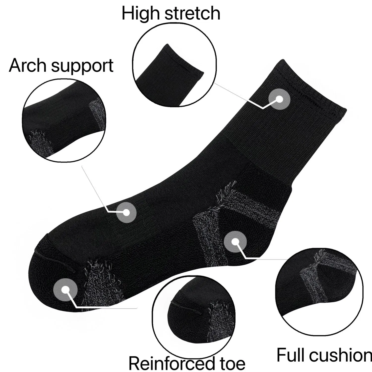 Bamboo Men Cushion Ankle Socks Moisture Wicking Quarter Work Running Socks Padded Odor Resistant Athletic Sock 5 Pairs