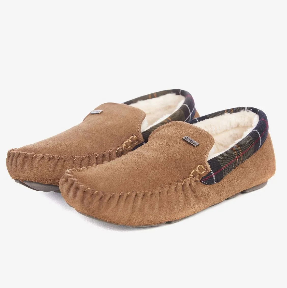 Barbour slippers Monty Moccasin Slippers in Camel Suede MSL0001BE51