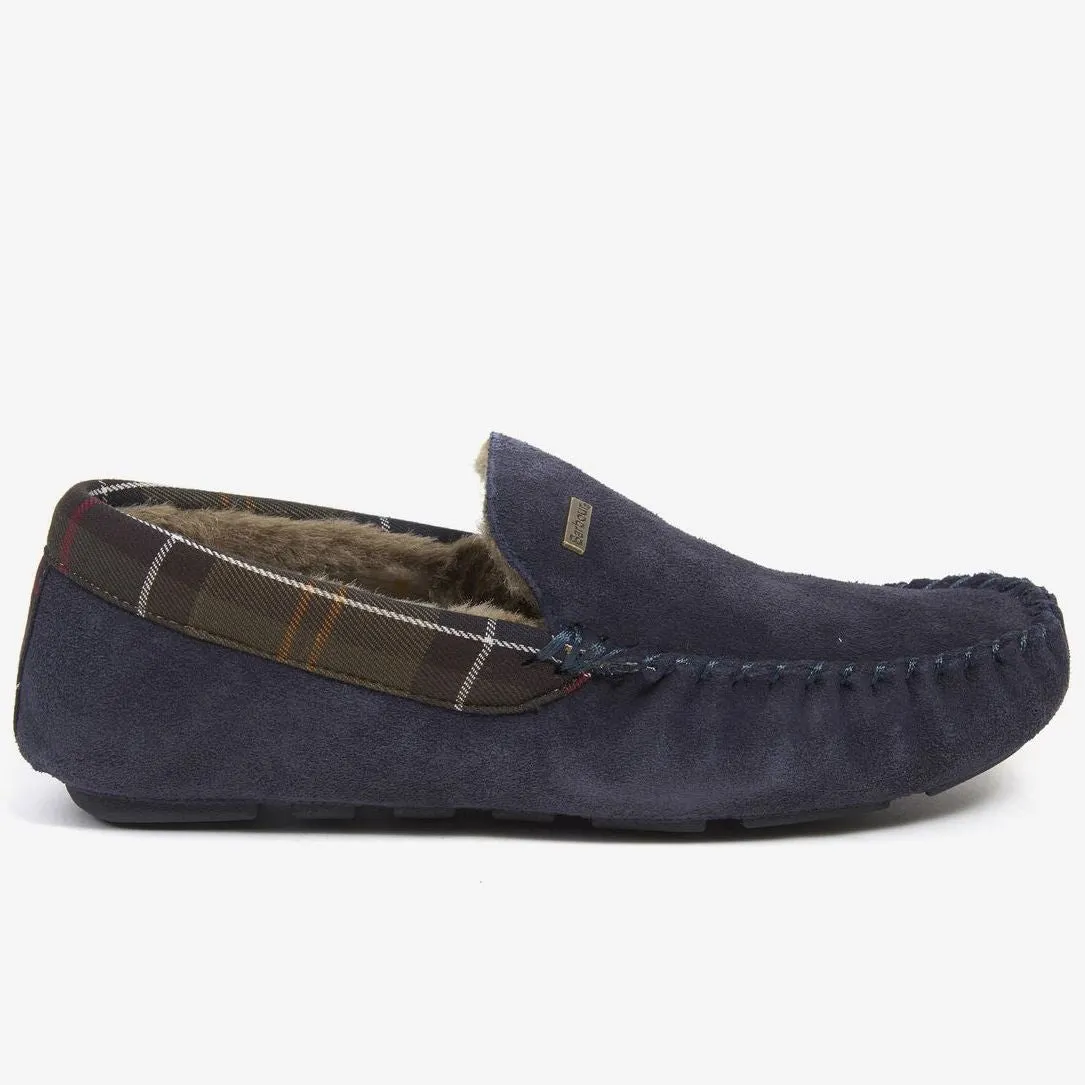 Barbour slippers Monty moccasin slippers in Navy Suede MSL0001NY52