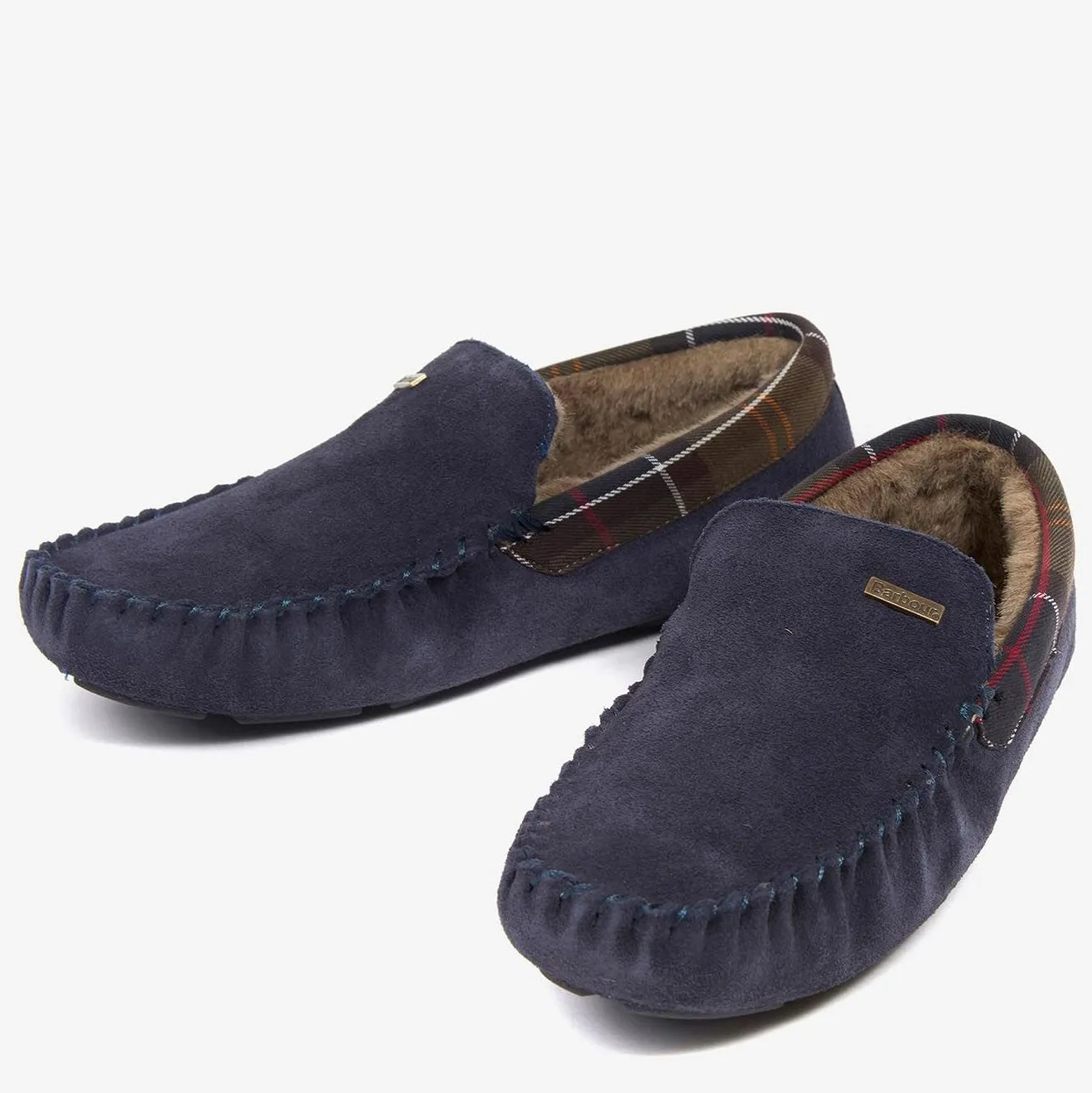 Barbour slippers Monty moccasin slippers in Navy Suede MSL0001NY52