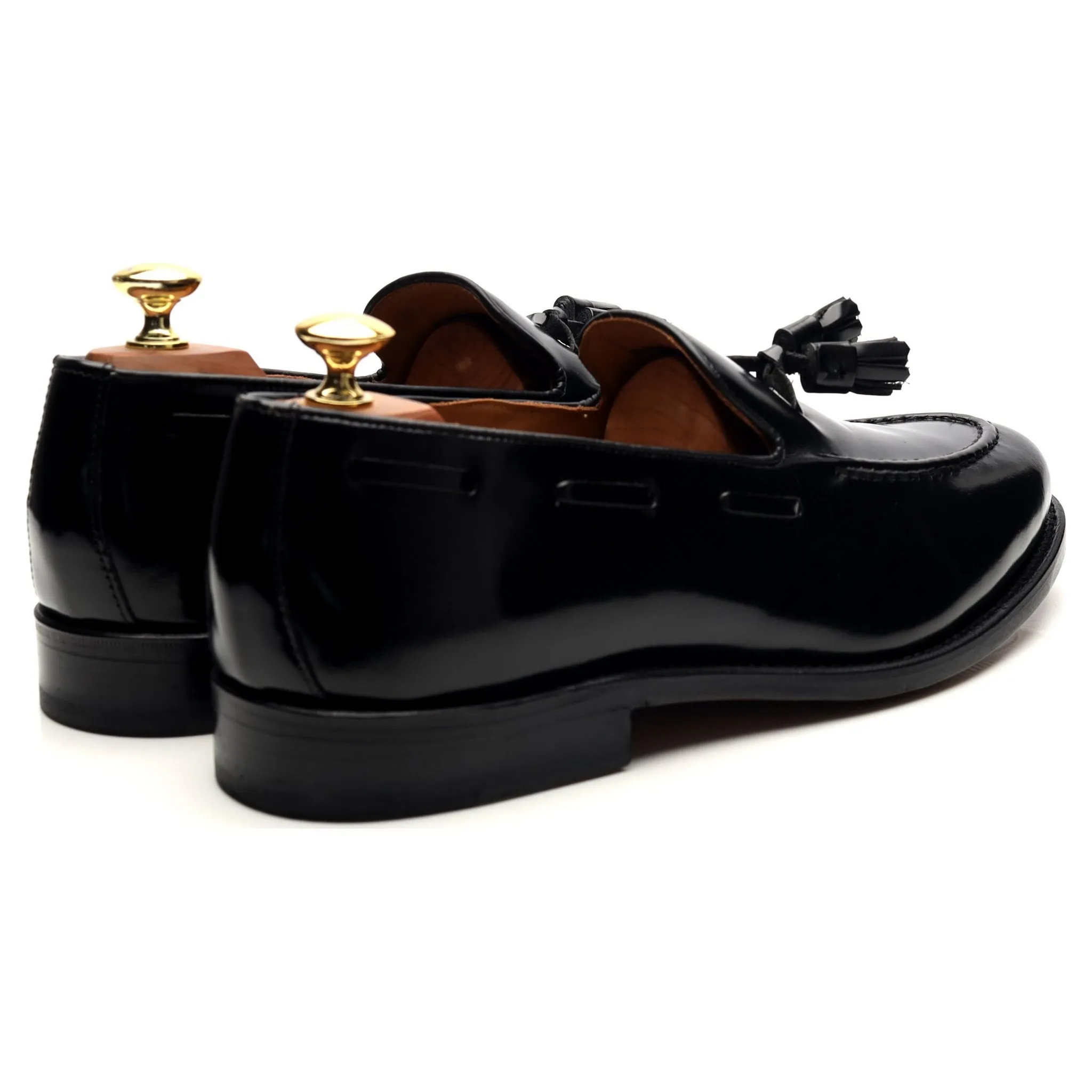 'Barcelona' Black Leather Tassel Loafers UK 8.5 F