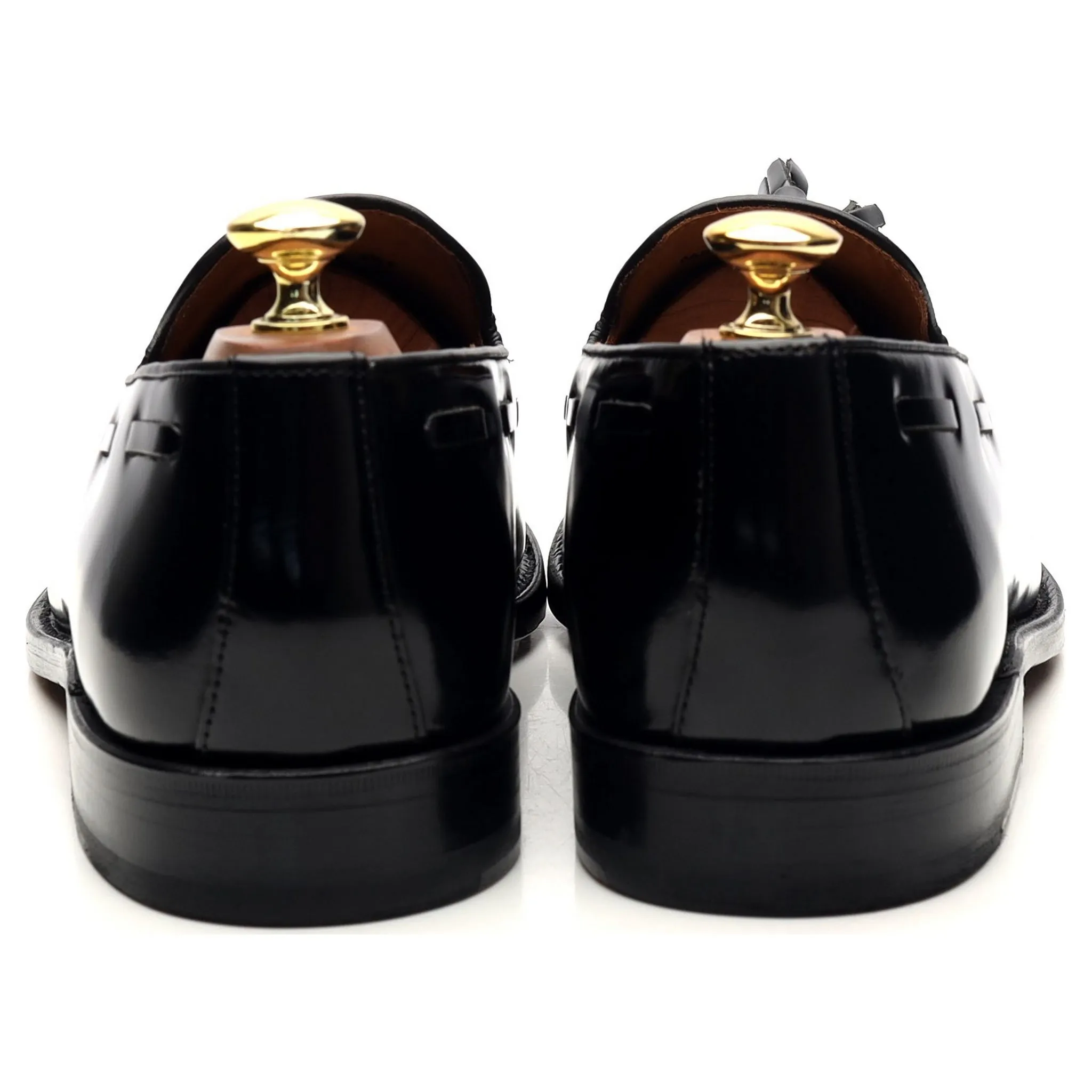 'Barcelona' Black Leather Tassel Loafers UK 8.5 F