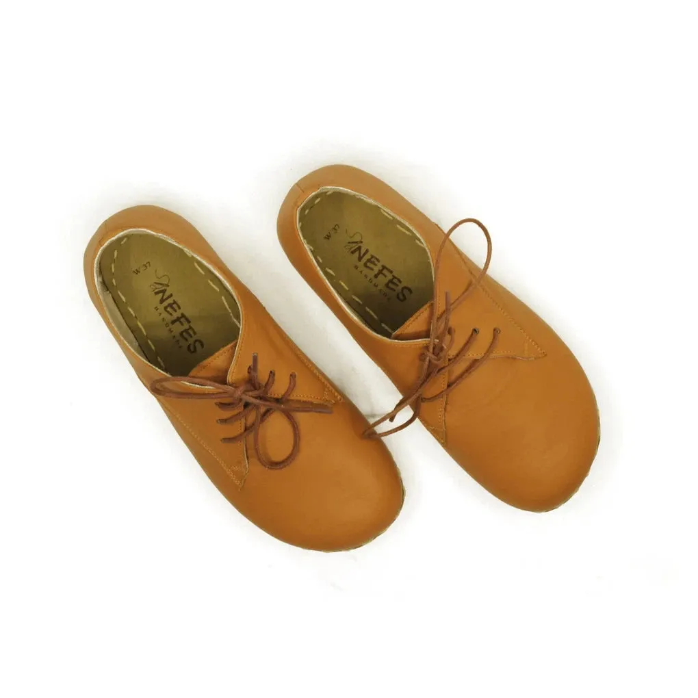 Barefoot Oxford Shoes Women - Laced Light Brown