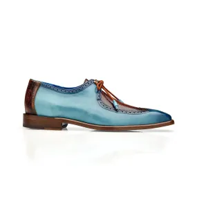 Belvedere Etore in Antique Aqua / Antique Almond Ostrich Leg & Leather Oxfords