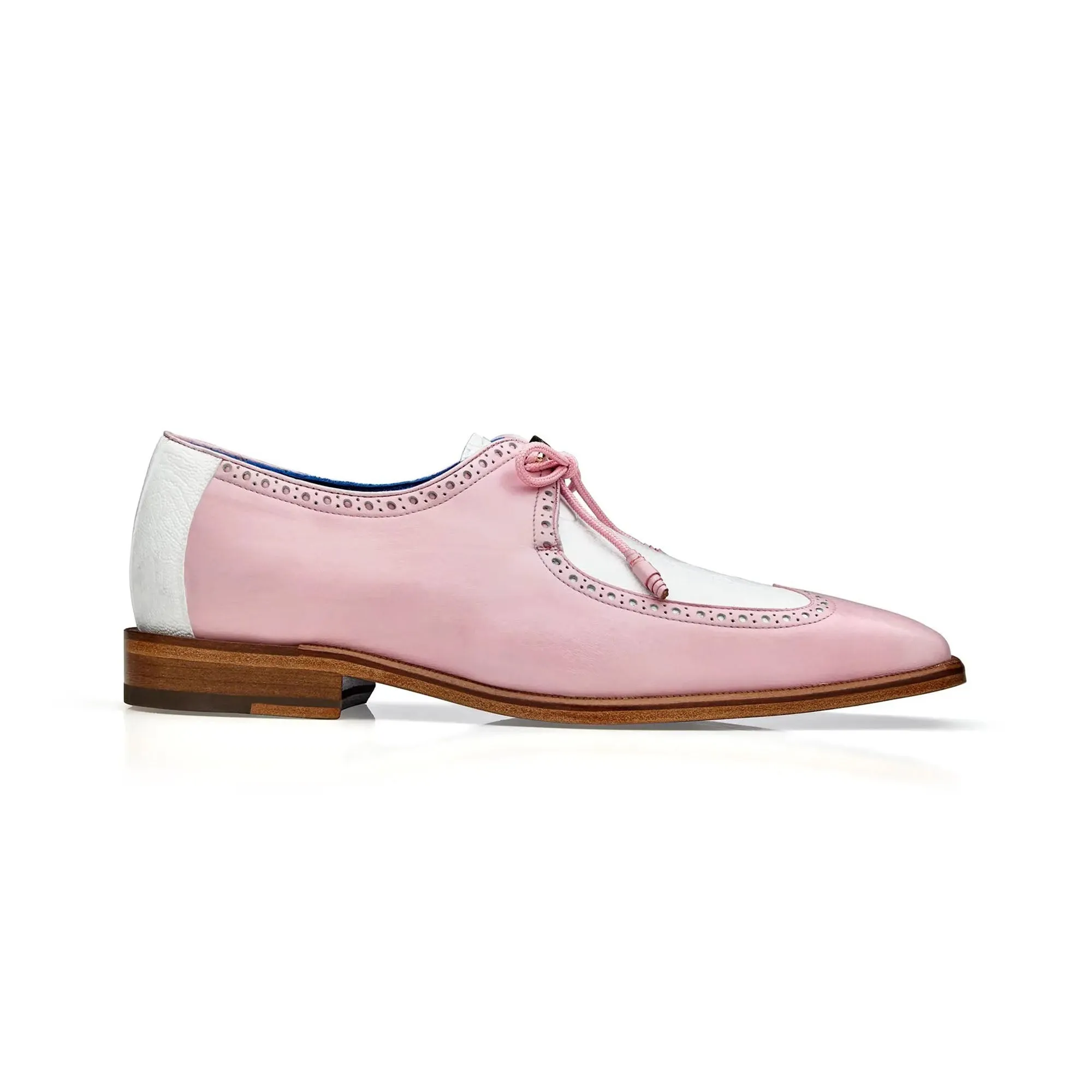 Belvedere Etore in Pink / White Ostrich Leg & Leather Oxfords