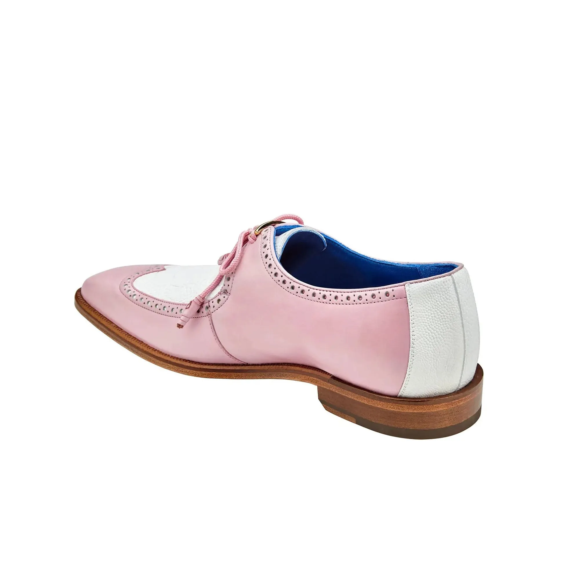 Belvedere Etore in Pink / White Ostrich Leg & Leather Oxfords