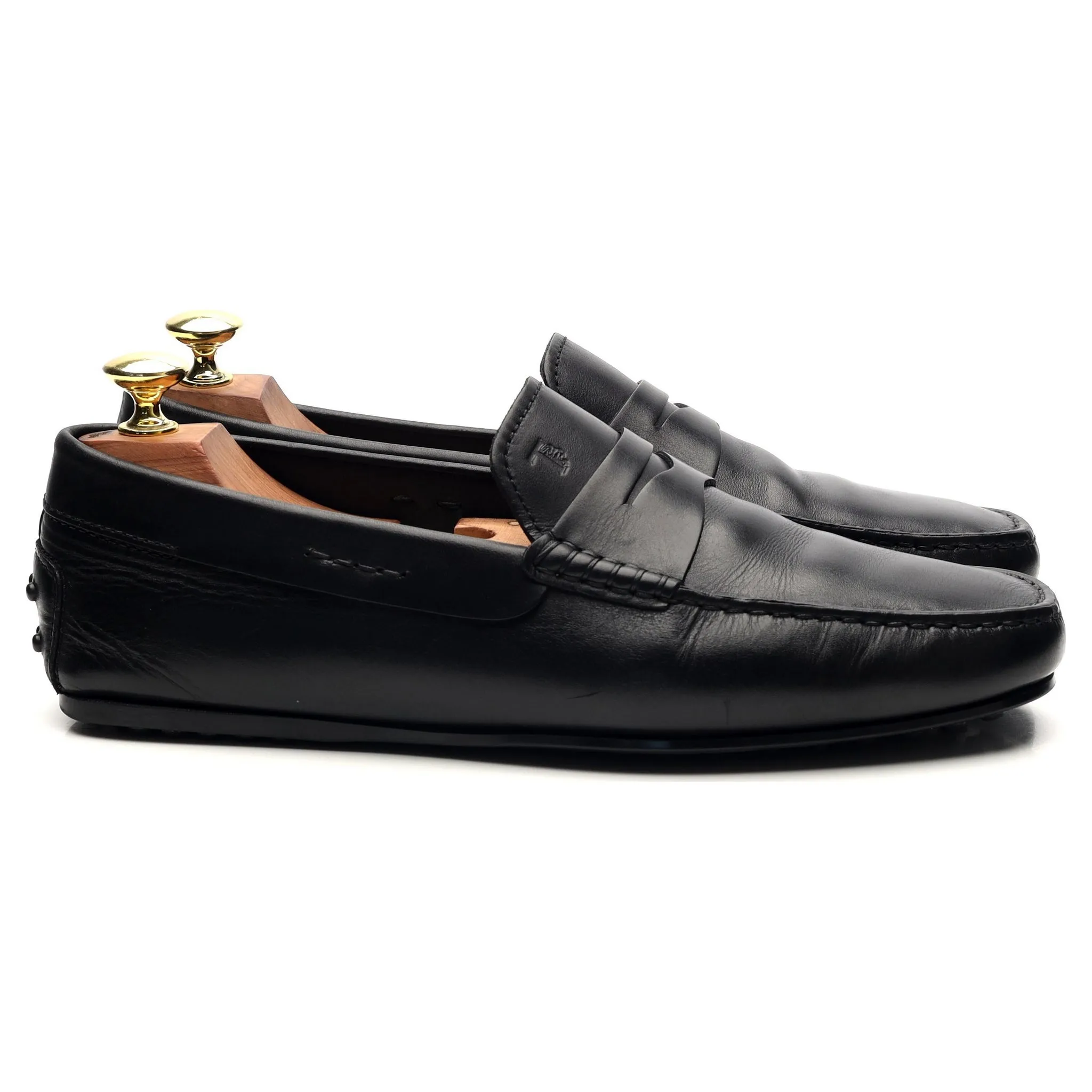 Black Leather Driving Loafers UK 7