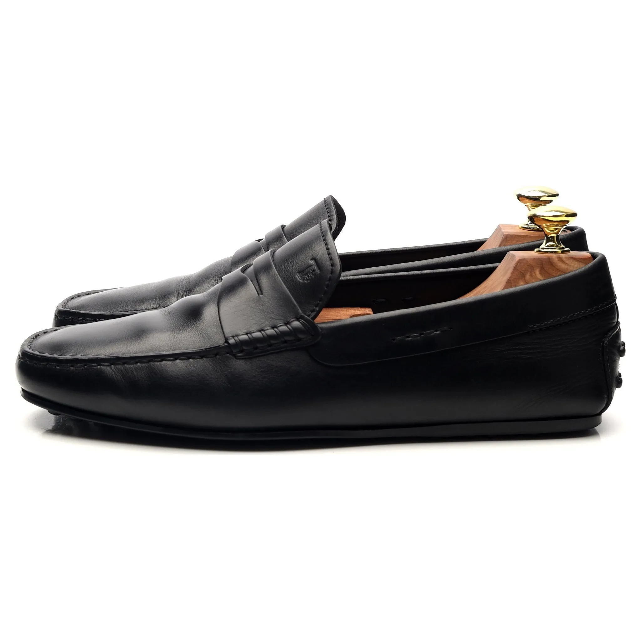 Black Leather Driving Loafers UK 7