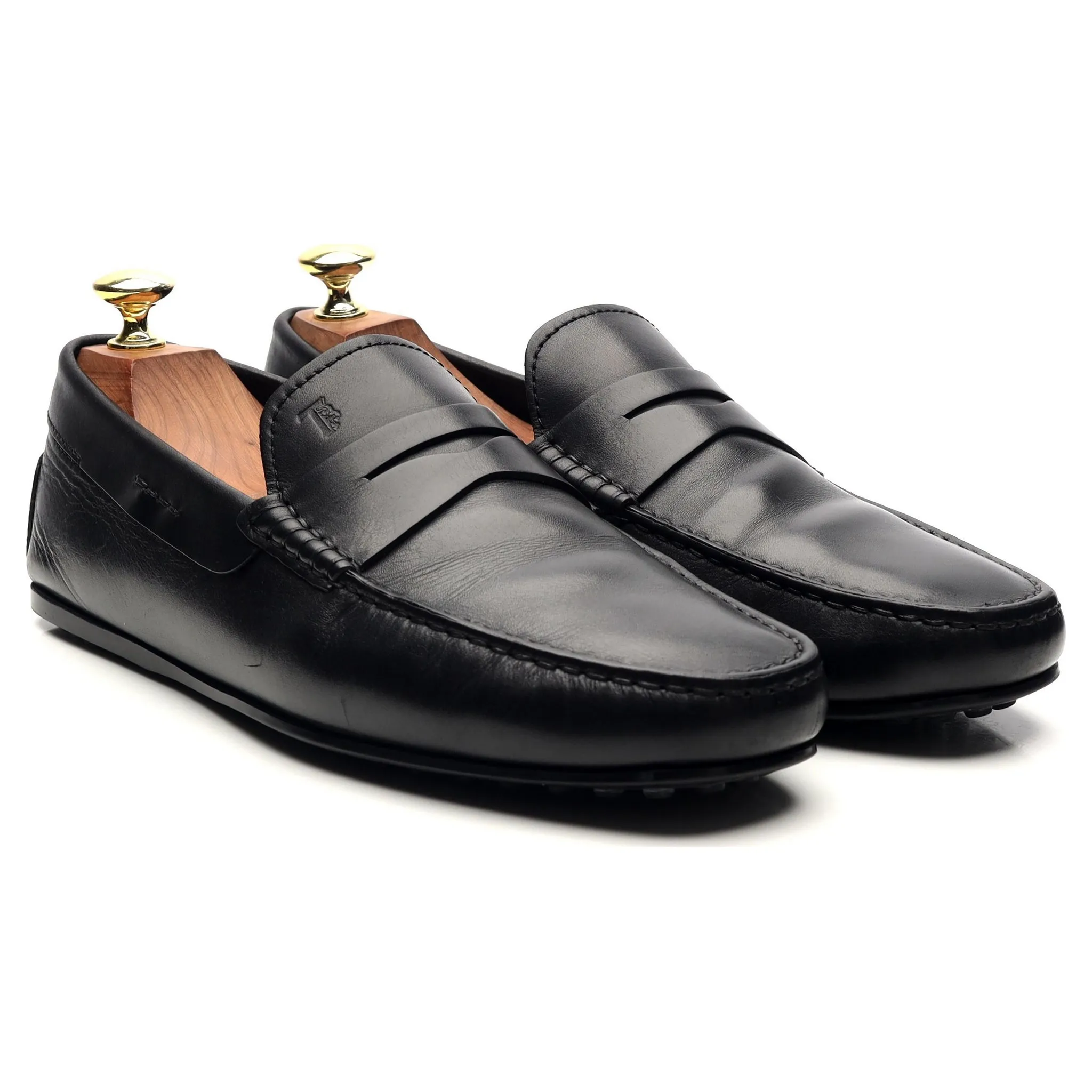 Black Leather Driving Loafers UK 7