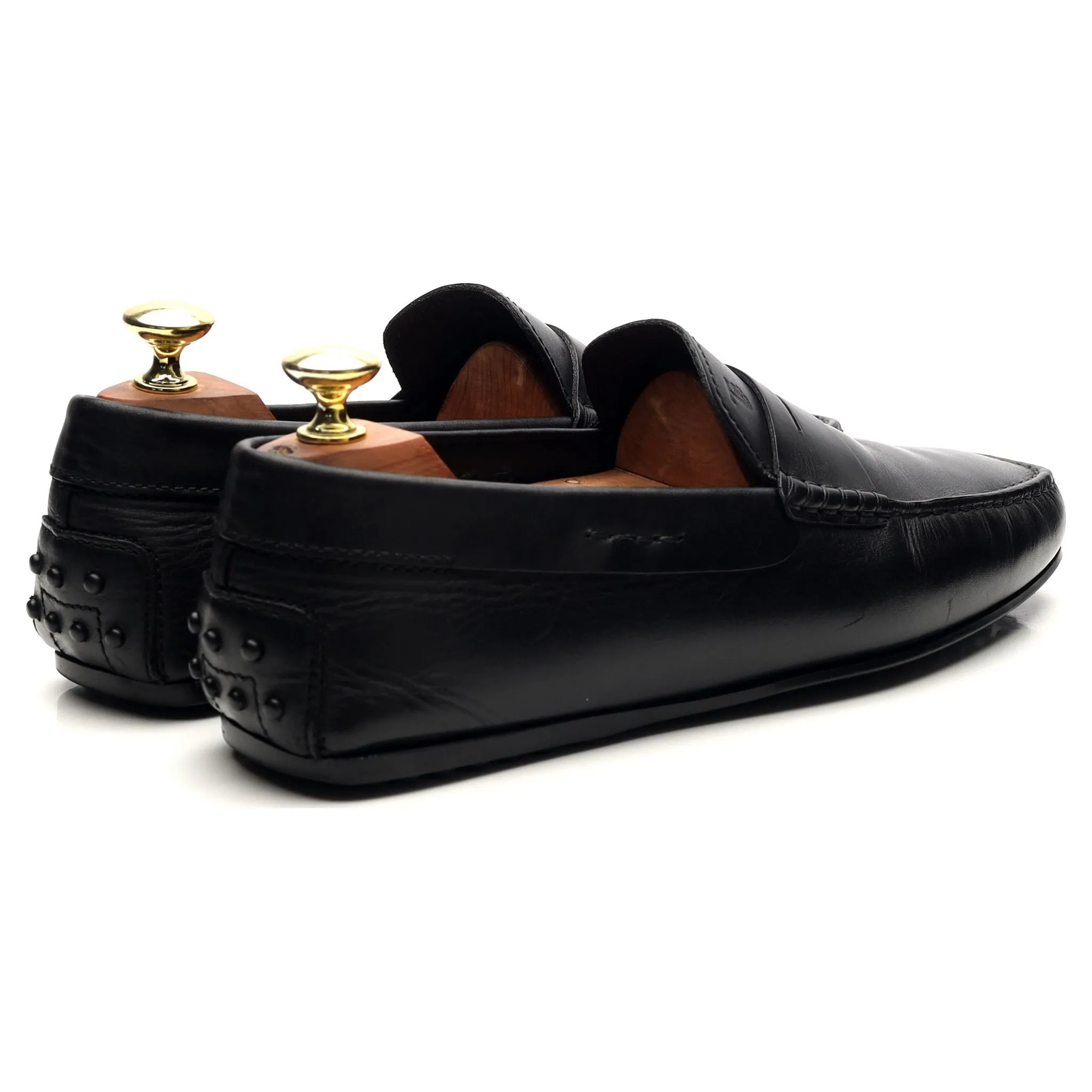 Black Leather Driving Loafers UK 7