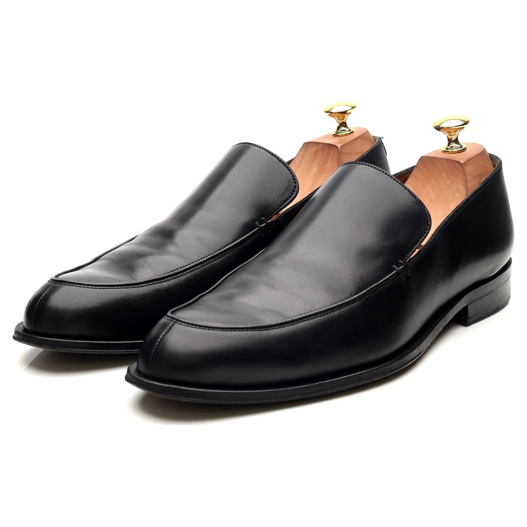 Black Leather Loafers UK 8 EEE