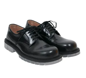 Black Translucent Clear Rubber Sole Leather Derby Shoes