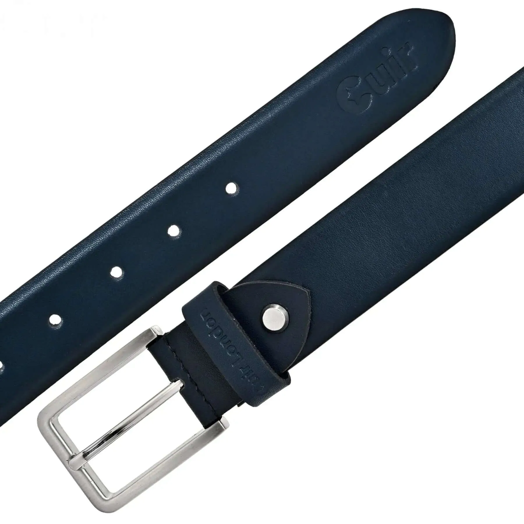 Blue Anti-Scratch Leather Belt for Men: Sizes from 30" to 46"