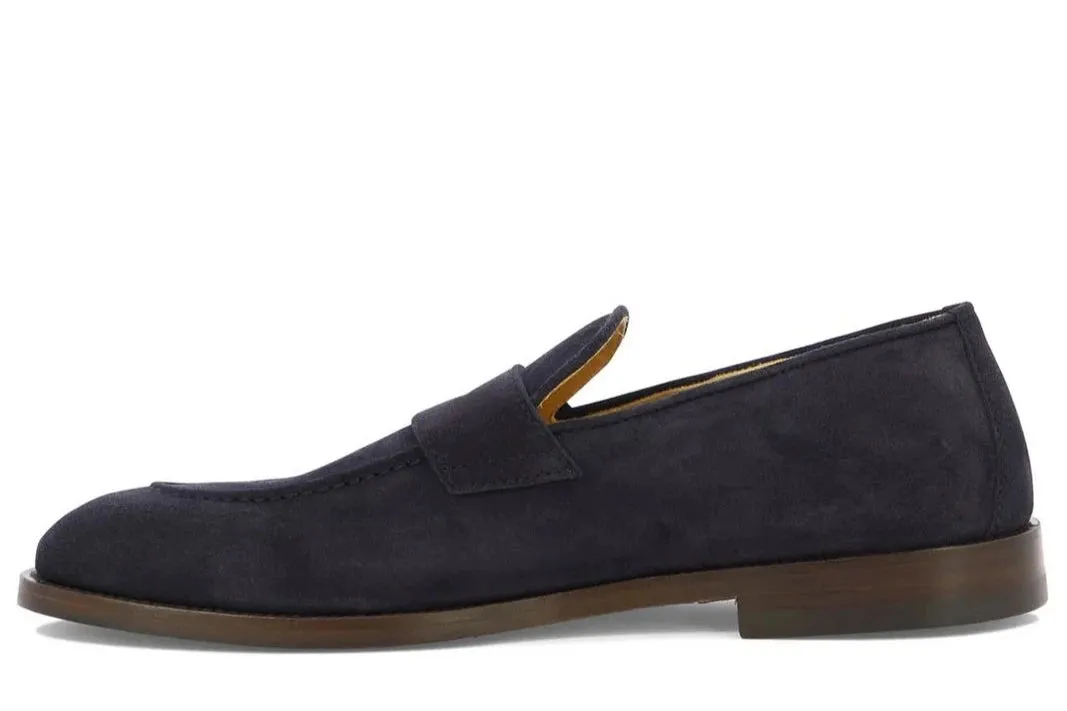 Brunello Cucinelli Mens Penny Slot Round-Toe Loafers in Blue