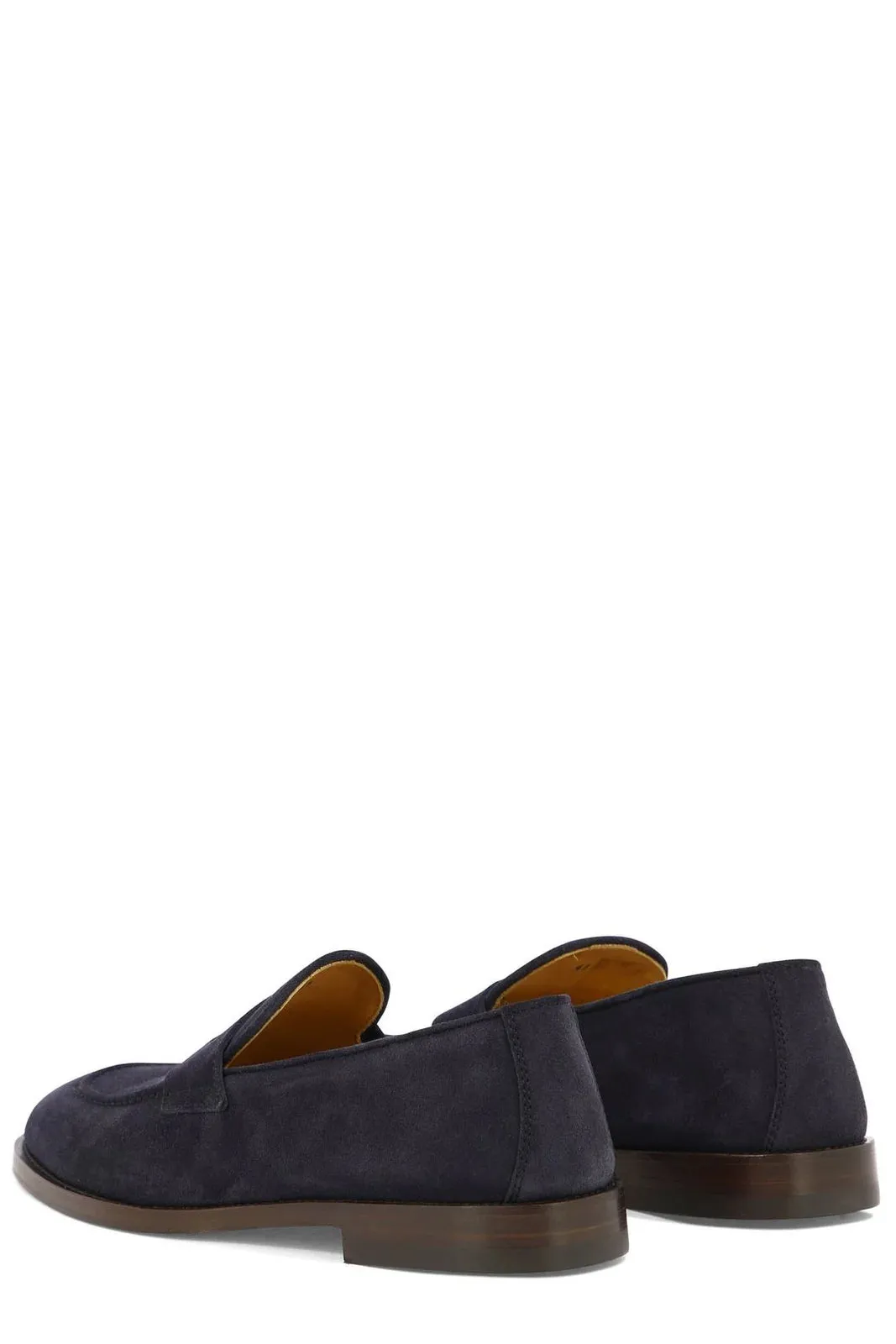 Brunello Cucinelli Mens Penny Slot Round-Toe Loafers in Blue