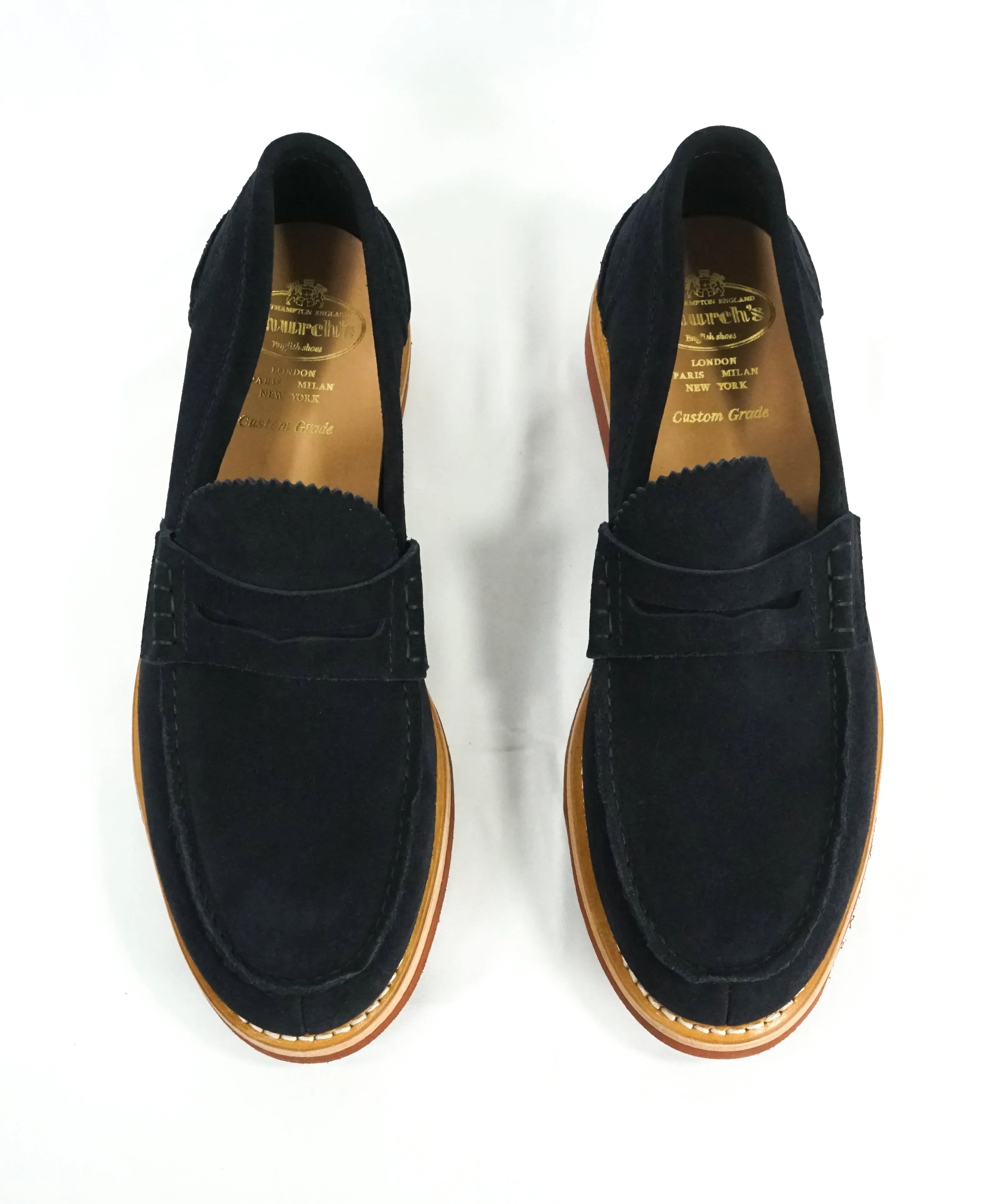 CHURCH'S - “Pembrey" Blue Suede W Contrast Sole Suede Penny Loafers - 13