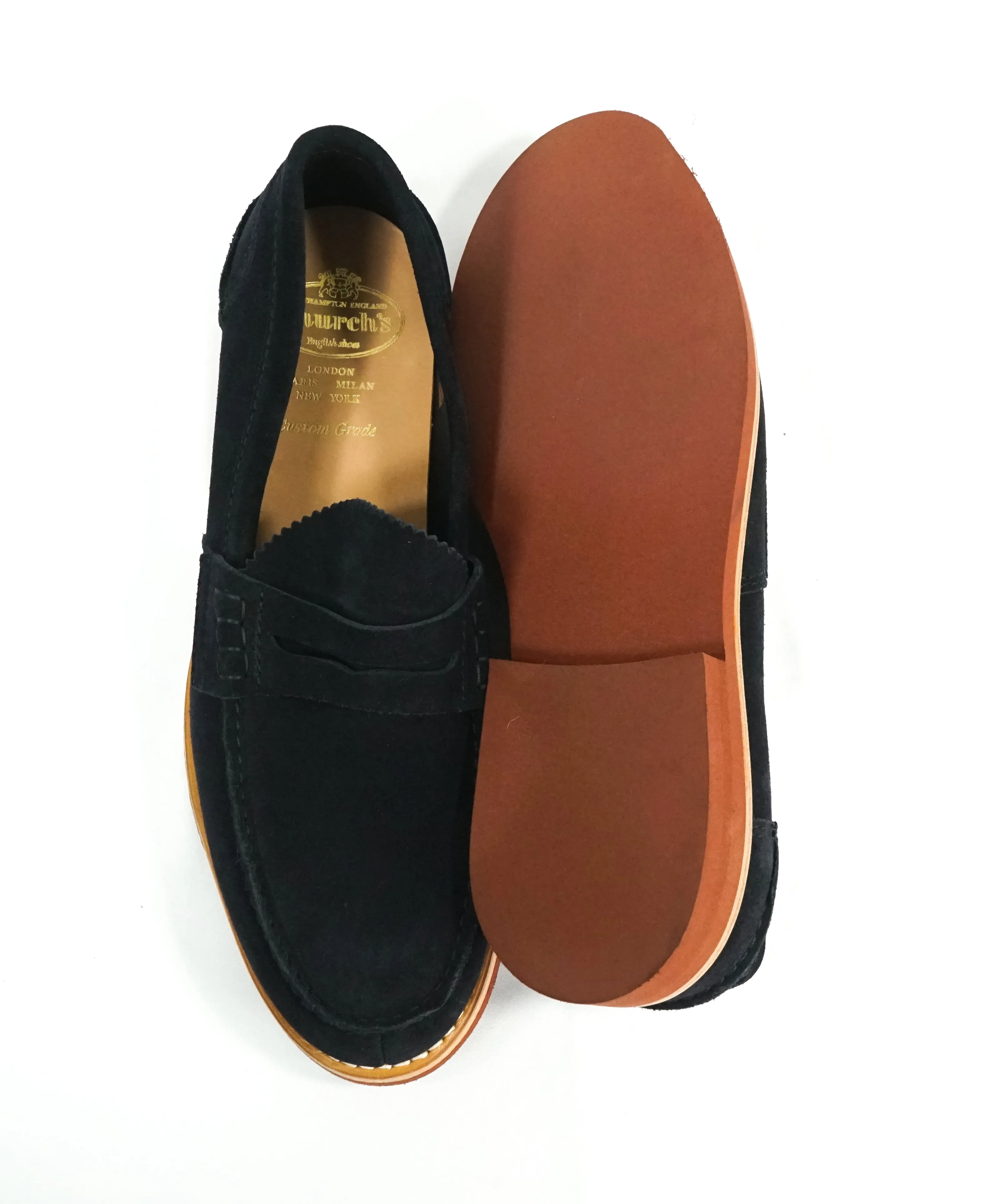 CHURCH'S - “Pembrey" Blue Suede W Contrast Sole Suede Penny Loafers - 13