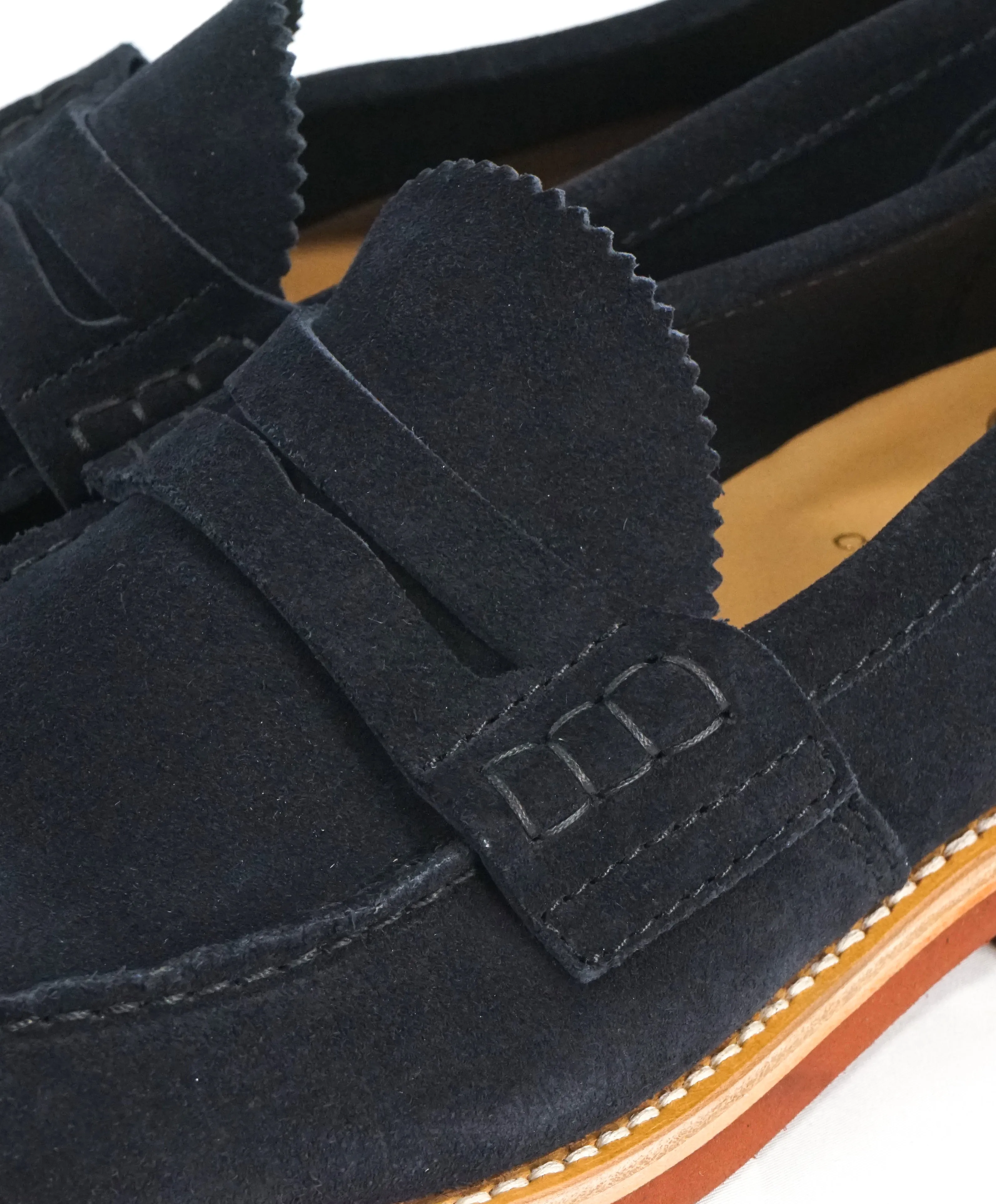 CHURCH'S - “Pembrey" Blue Suede W Contrast Sole Suede Penny Loafers - 13