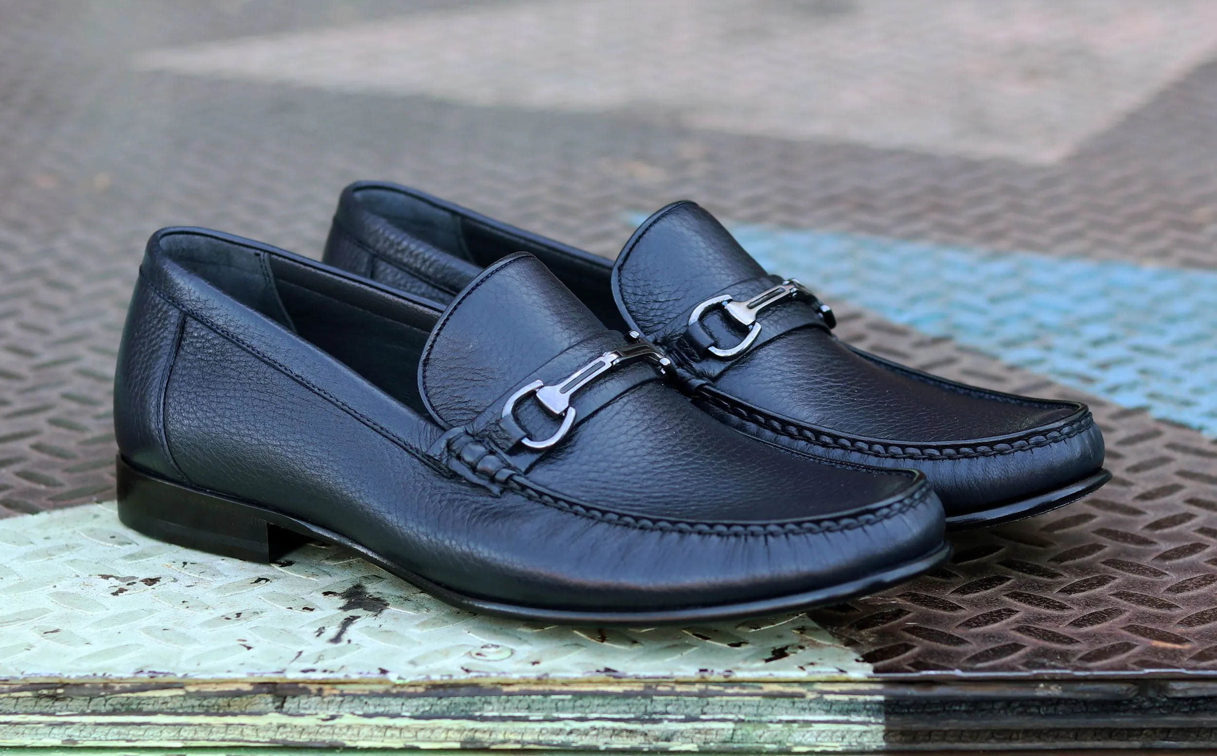 Corrente Deerskin Slip-On Loafer Black