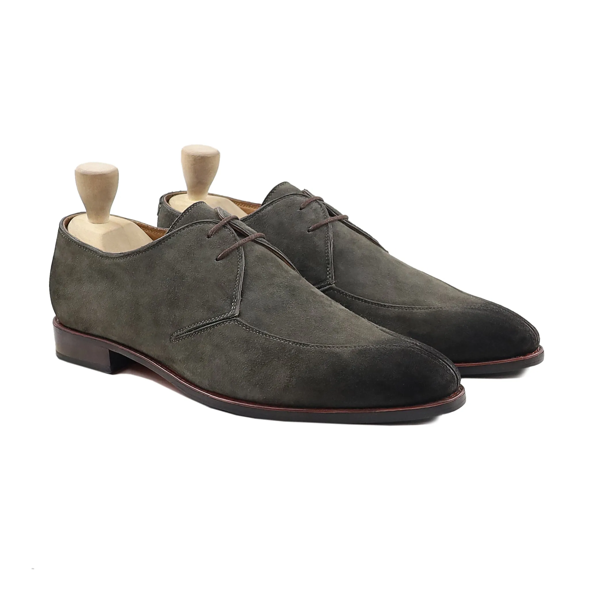 Daphne - Men's Charcoal Grey Kid Suede Derby Shoe