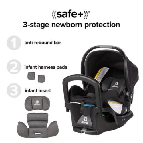 Diono - Quantum® 4 3-in-1 Travel System with LiteClik®30 R SafePlus™ Infant Car Seat and Base - Black