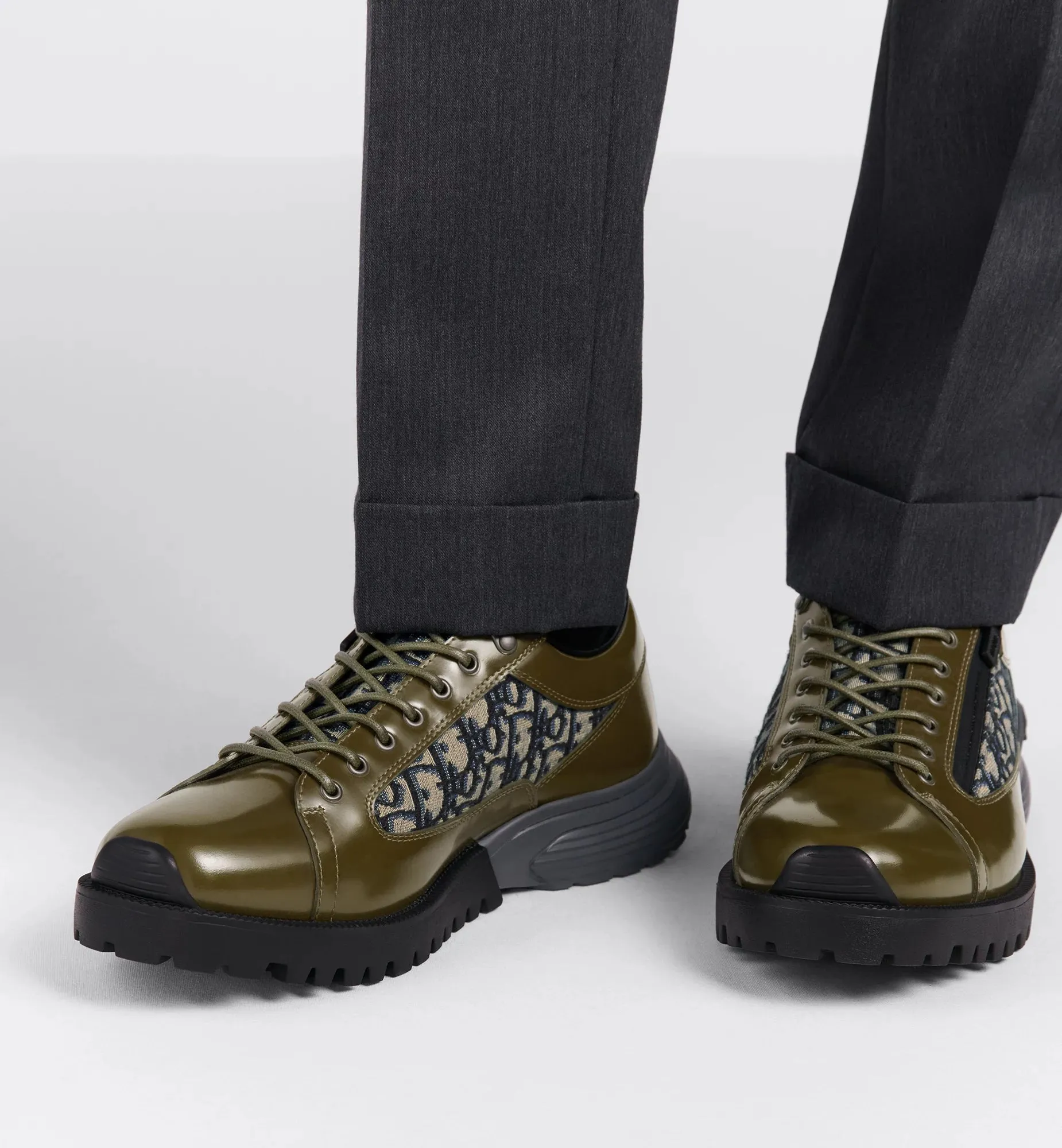 Dior Combat-Style Polished Leather Derby Shoes