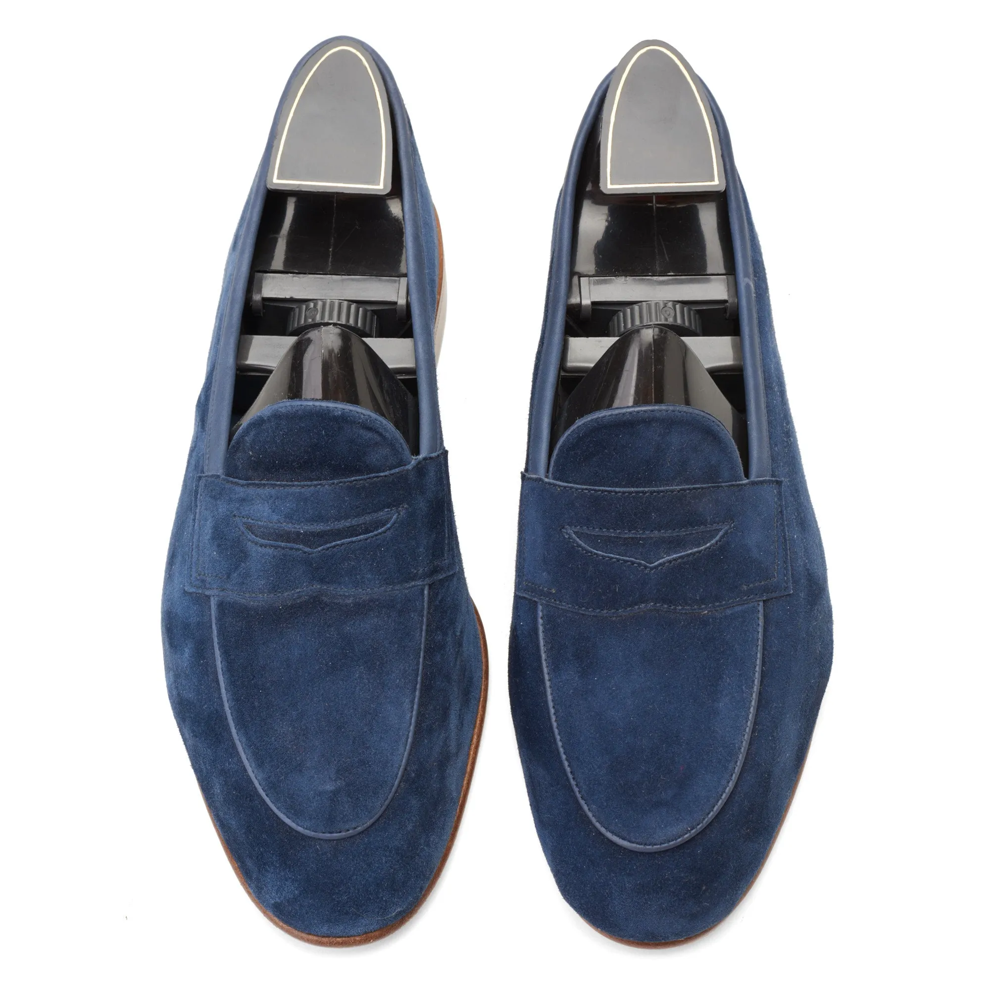 EDWARD GREEN "Polperro" Last 389 Navy Blue Suede Penny Loafers UK 6.5 NEW US 7