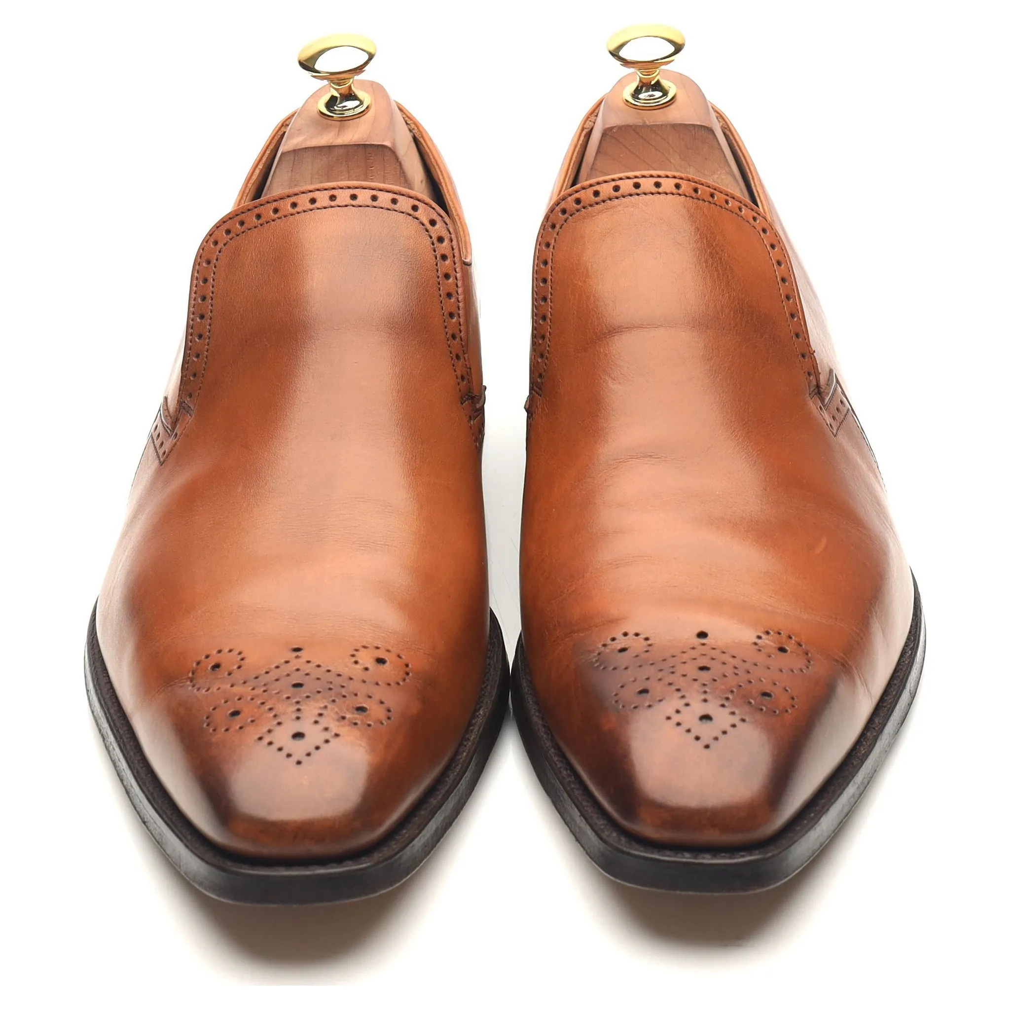 'Ellis' Tan Brown Leather Loafers UK 10 F